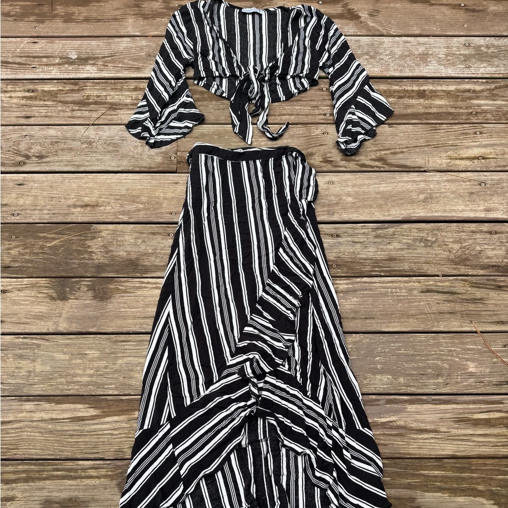 Black and White Striped Dress Shirt